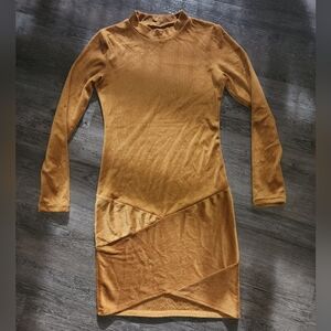 Velvet Long Sleeve Turtleneck Pencil Dress